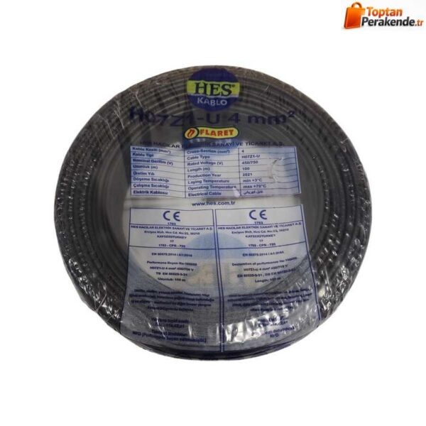 Hes Nya Kablo 4 Mm Siyah (H07z1-U) Halojen Free